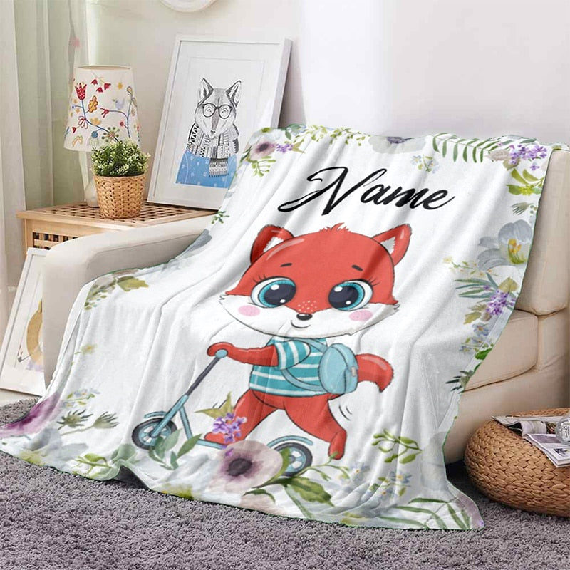 Custom Name Animal Print Blanket - Personalized Fleece Throw - Just Kidding Store
