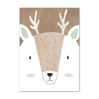 Woodland Nursery Canvas Prints - Deer Fox Rabbit Bear Hedgehog - Just Kidding Store