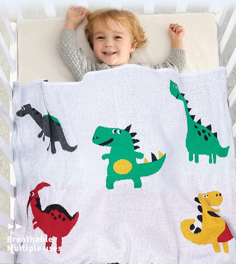 Baby Dinosaur Cotton Knitted Blanket - Just Kidding Store