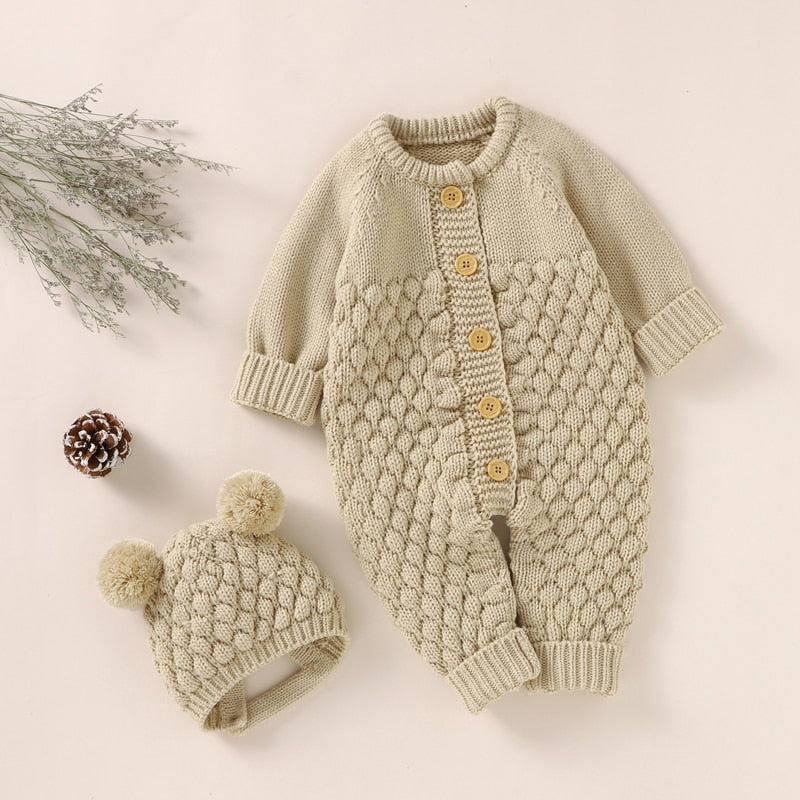 Hooded Knitted Baby Infant Toddler Jumpsuit Set - Just Kidding Store