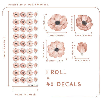 Sakura Flowers Nursery Boho Wall Decals - Just Kidding Store