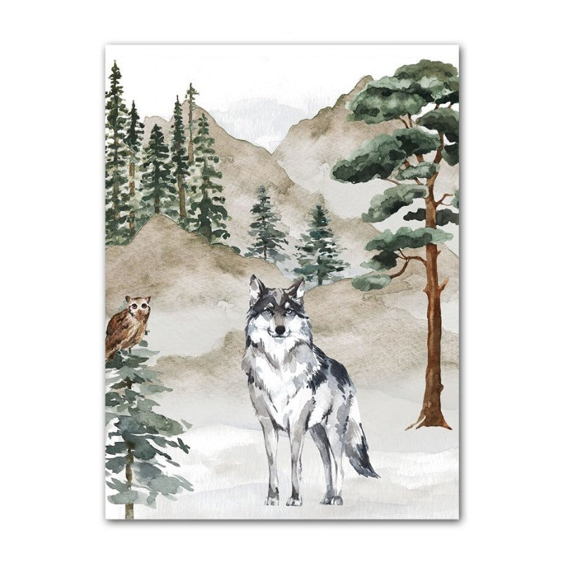 Nordic Forest Wild Animals Canvas Prints - Just Kidding Store