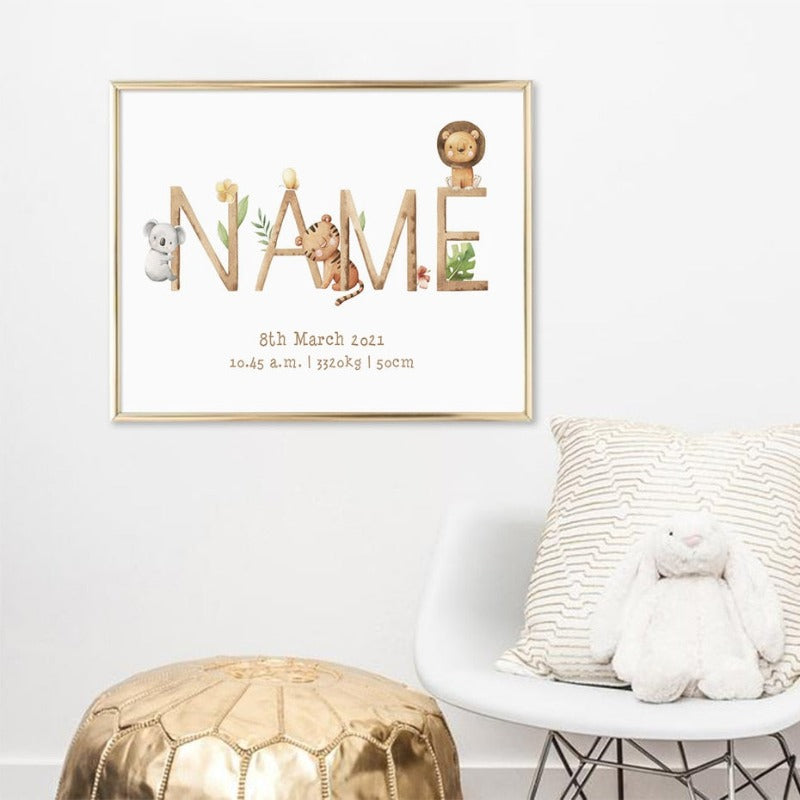 Custom Baby Birth Stats  - Personalized Canvas Poster - Just Kidding Store