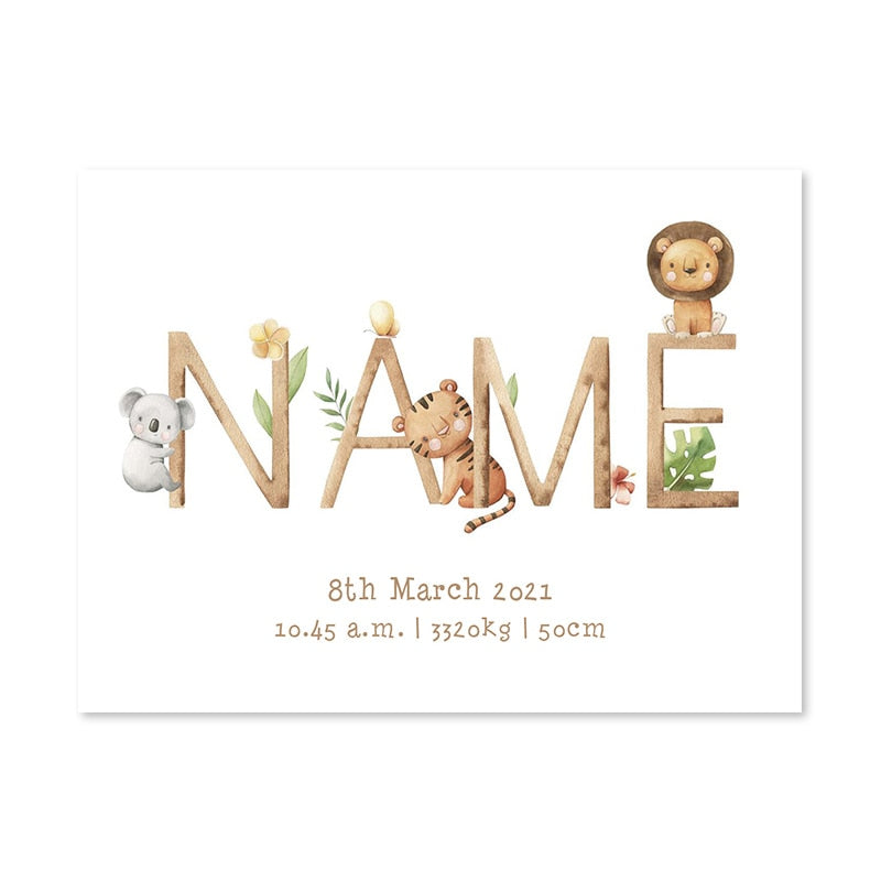 Custom Baby Birth Stats  - Personalized Canvas Poster - Just Kidding Store