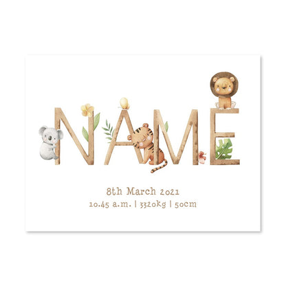 Custom Baby Birth Stats  - Personalized Canvas Poster - Just Kidding Store