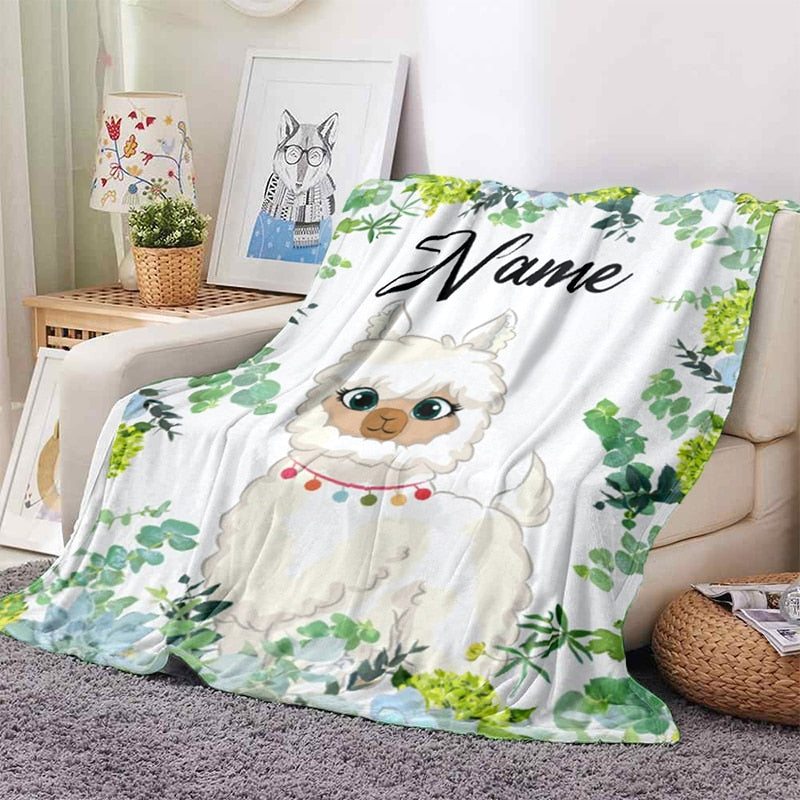 Custom Name Animal Print Blanket - Personalized Fleece Throw - Just Kidding Store