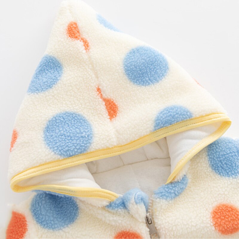 Warm Fleece Polka Dot Hooded Romper - Baby Children Winter Jumpsuit - Just Kidding Store