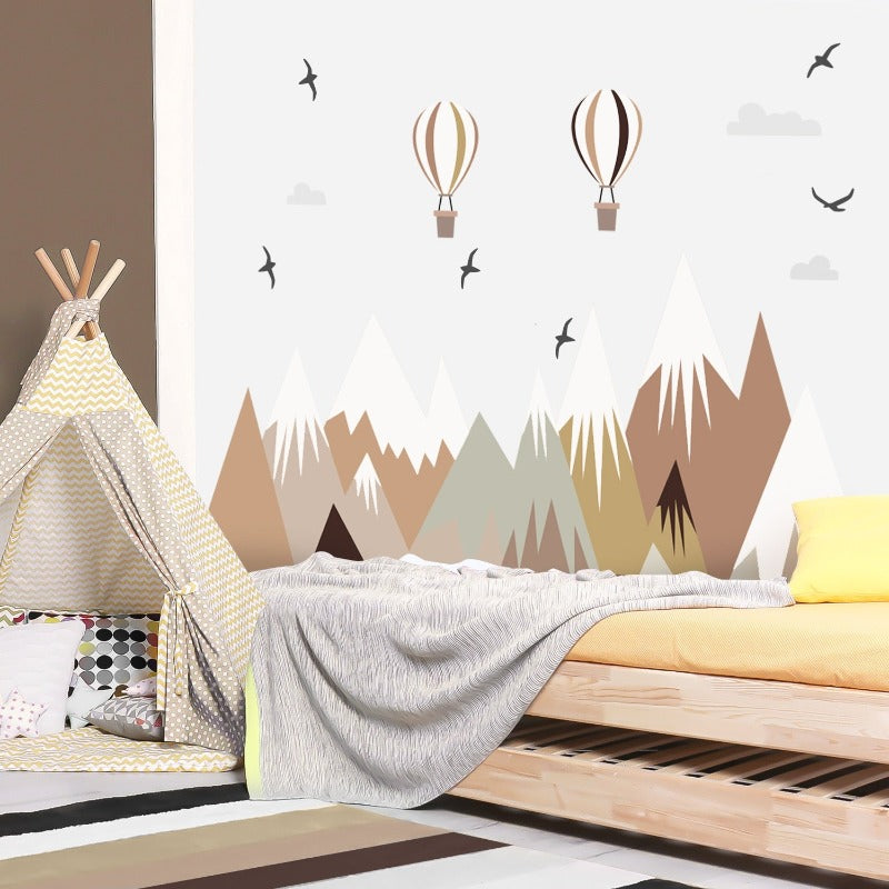 Mountain Hot Air Balloon Fabric Wall Sticker - Just Kidding Store