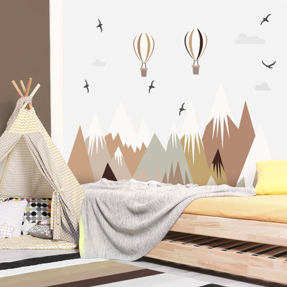 Mountain Hot Air Balloon Fabric Wall Sticker - Just Kidding Store