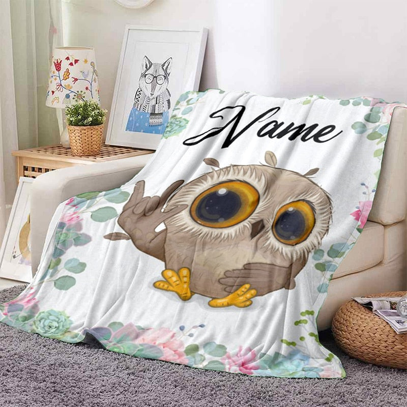 Custom Name Animal Print Blanket - Personalized Fleece Throw - Just Kidding Store