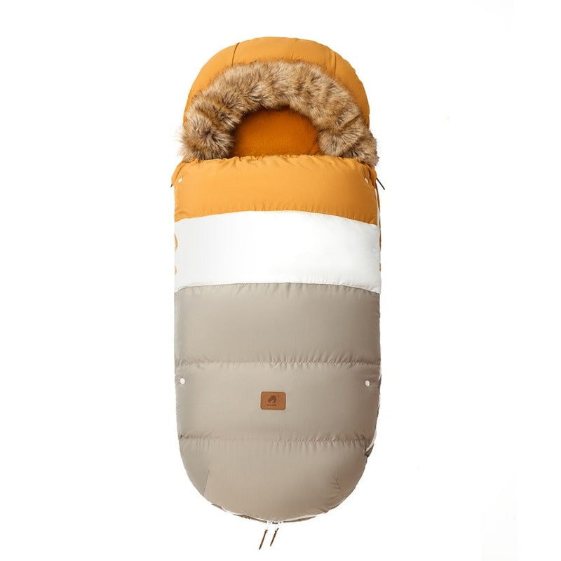 Winter Windproof Footmuff Pram Sleepsack Yellow White Stone