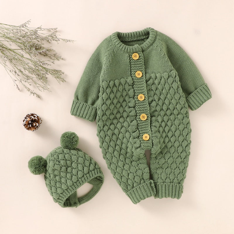 Hooded Knitted Baby Infant Toddler Jumpsuit Set - Just Kidding Store