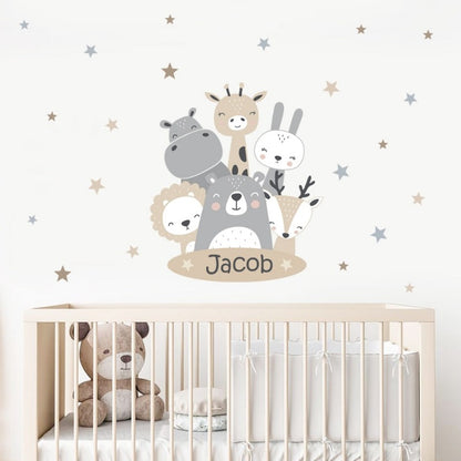 Personalised Name Animal Friends Wall Sticker - Just Kidding Store