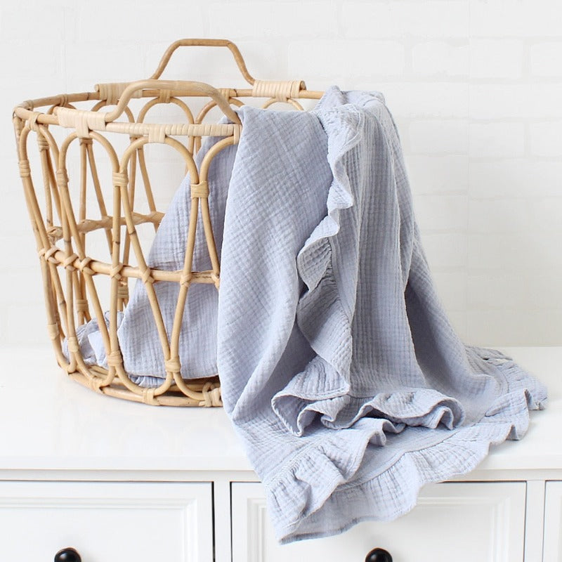 Ruffle Muslin Baby Blanket - Just Kidding Store