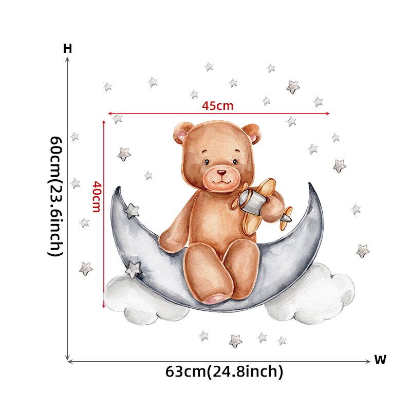 Moon Teddy Bear Wall Decal - Just Kidding Store