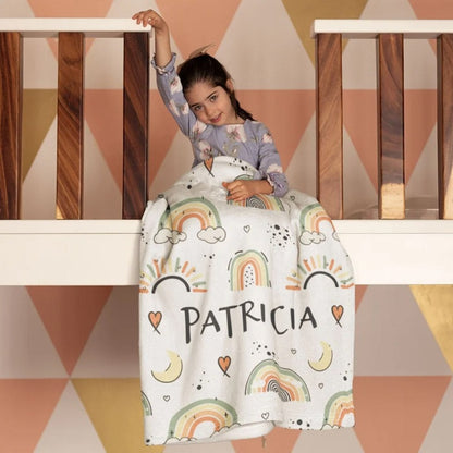 Personalized Rainbow Snuggle Kids Blanket - Just Kidding Store