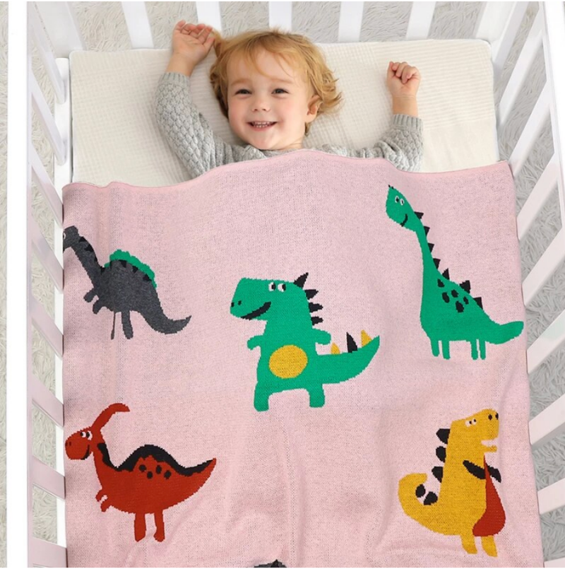 Baby Dinosaur Cotton Knitted Blanket - Just Kidding Store