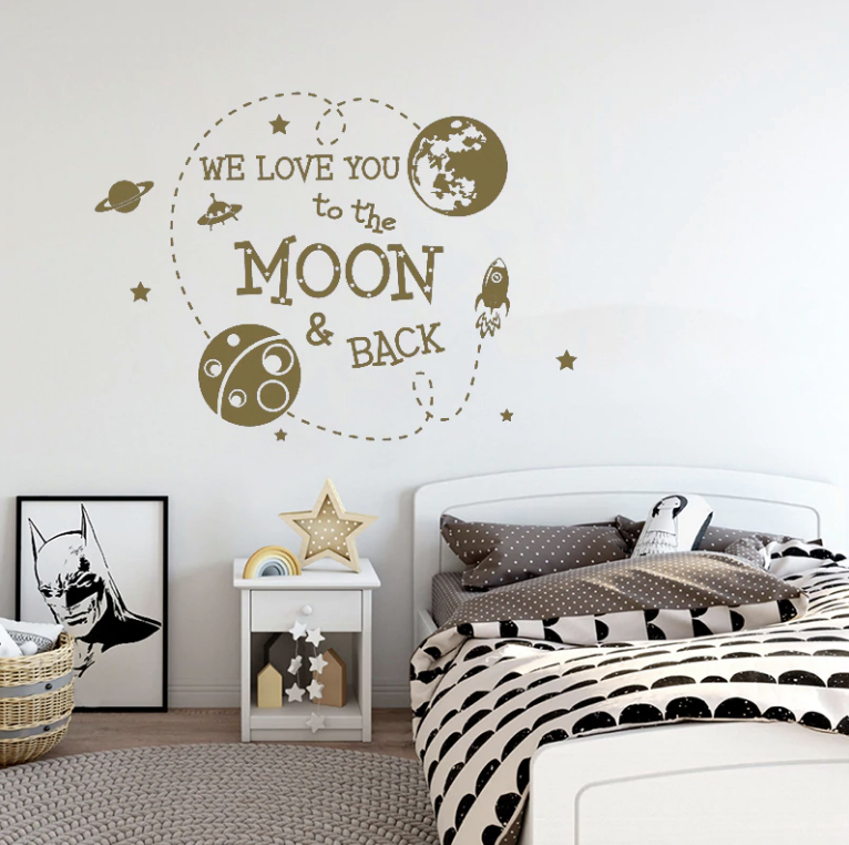 To The Moon And Back Wall Decal Outer Space Vinyl Sticker Just Kidding Store