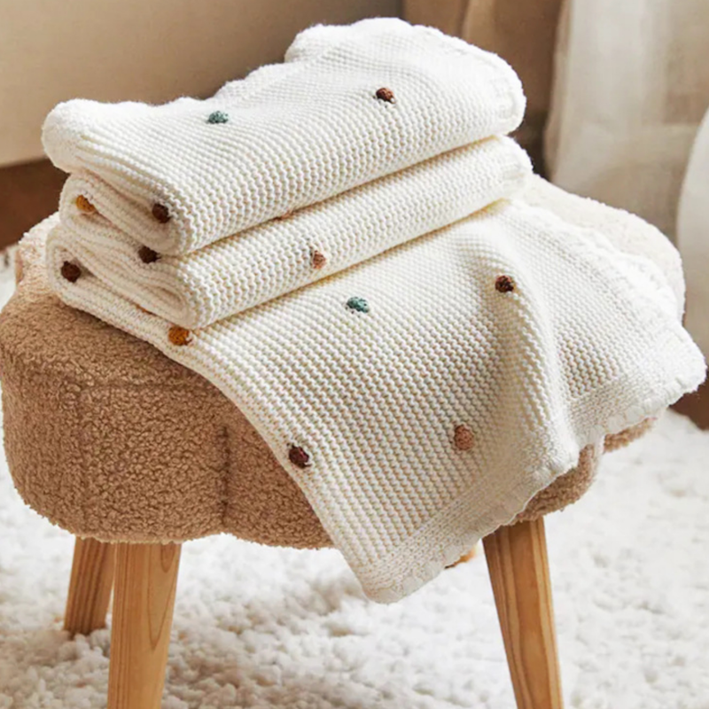 Colourful Spots Baby Kids Cotton Knitted Blanket - Just Kidding Store