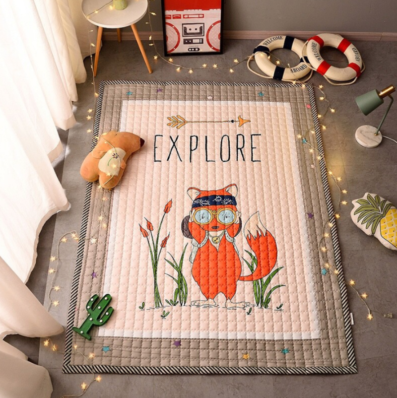 Red Fox Play Mat - Quilted Anti Skid Carpet - Just Kidding Store