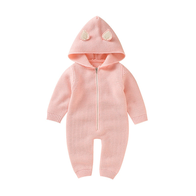 Hooded Knitted Winter Infant Jumpsuit - Just Kidding Store