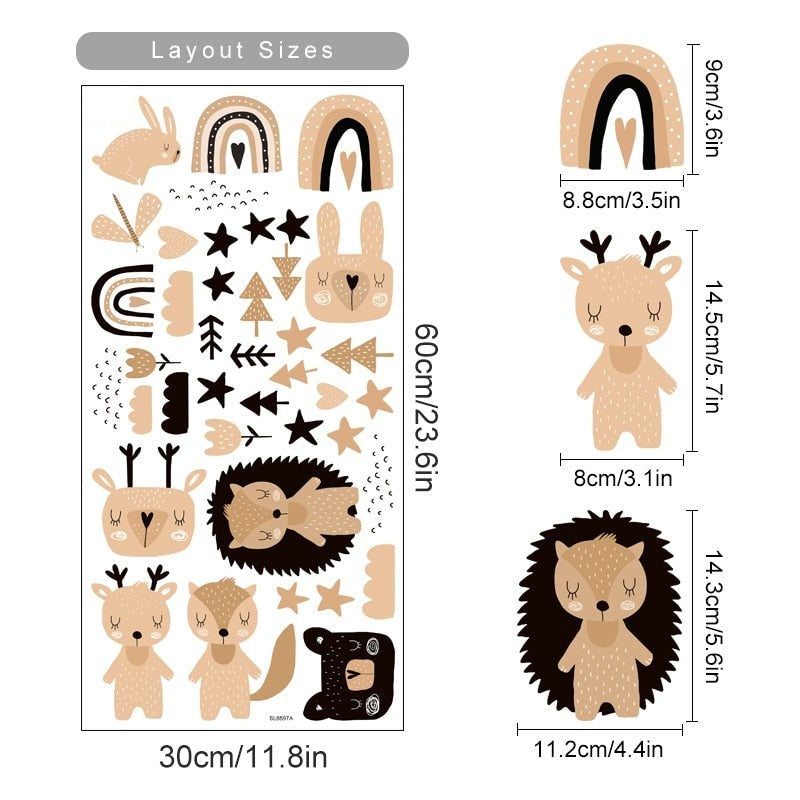 Boho Forest Animals Nursery Children Wall Decals - Just Kidding Store