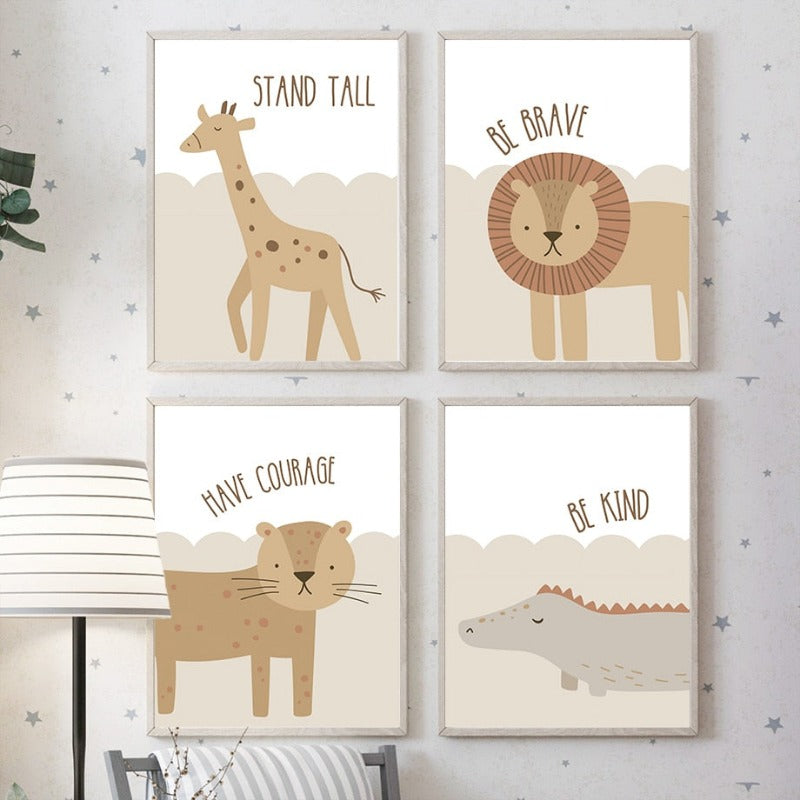 Lion Giraffe Leopard Custom Initials Canvas Prints - Just Kidding Store