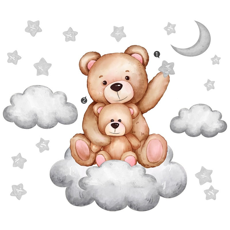 Baby Teddy Bear with Mom Nursery Wall Decal - Just Kidding Store