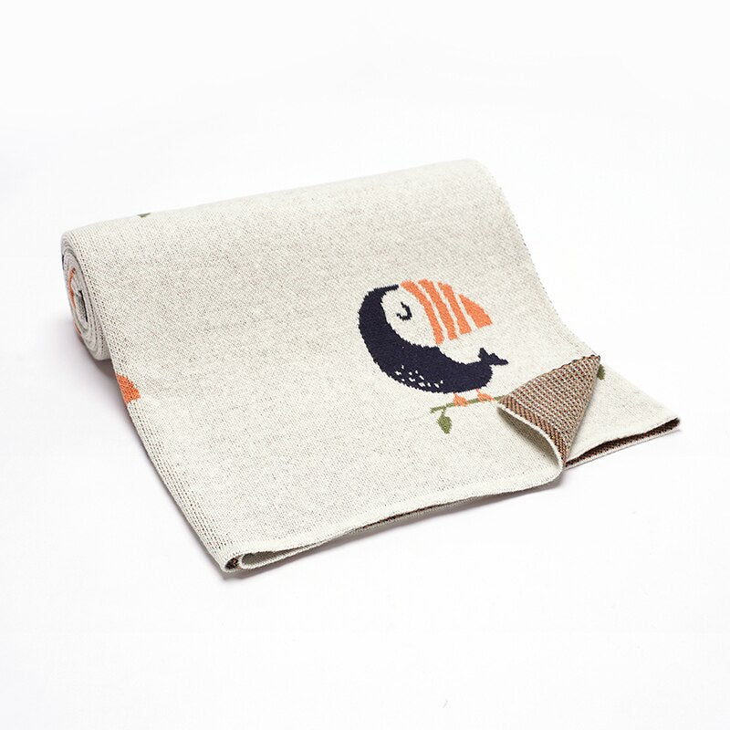 Toucan Cotton Baby Nursery Children Knitted Blanket - Just Kidding Store