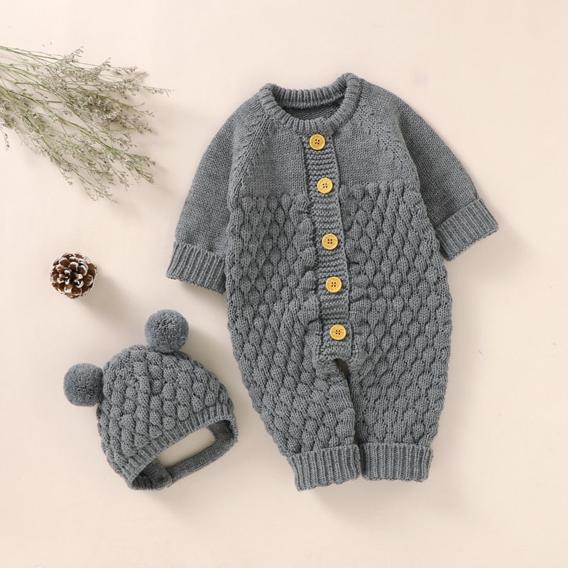 Hooded Knitted Baby Infant Toddler Jumpsuit Set - Just Kidding Store