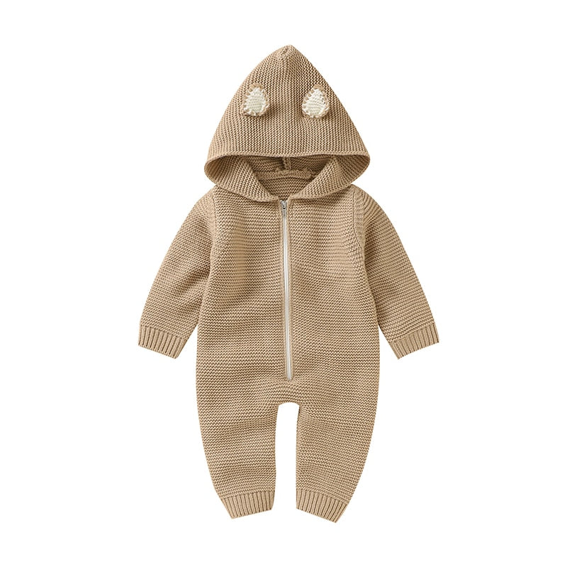 Hooded Knitted Winter Infant Jumpsuit - Just Kidding Store