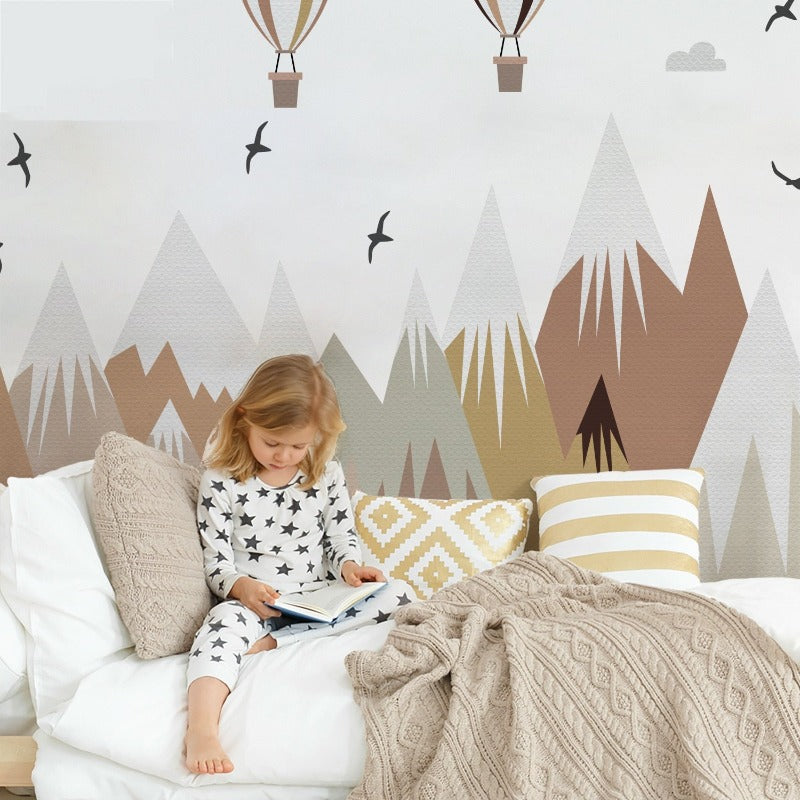 Mountain Hot Air Balloon Fabric Wall Sticker - Just Kidding Store