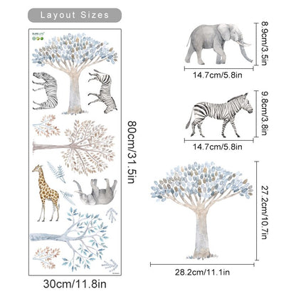 Watercolor Safari Animals Wall Decals - Just Kidding Store