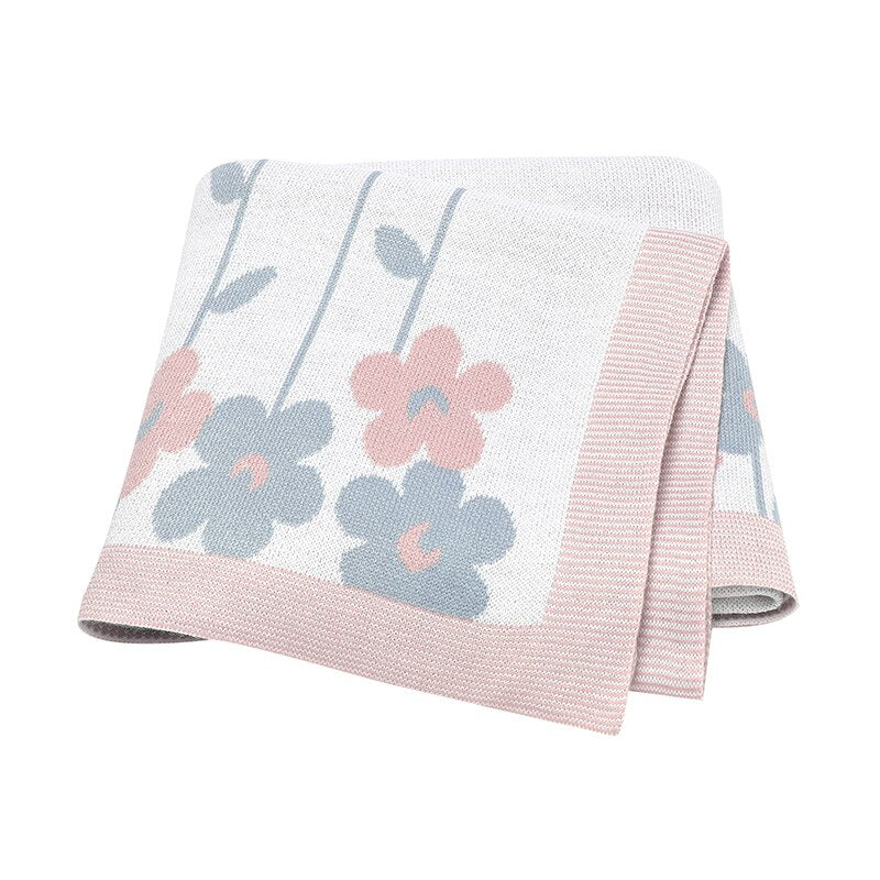 Spring Flowers Knitted Baby Children Blanket - Just Kidding Store