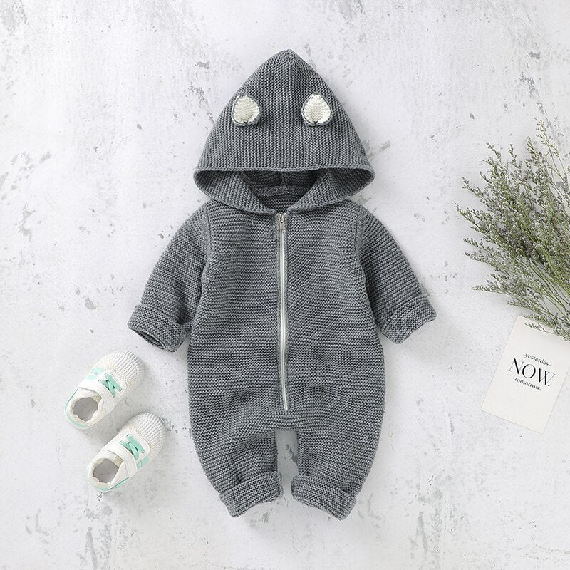 Hooded Knitted Winter Infant Jumpsuit - Just Kidding Store