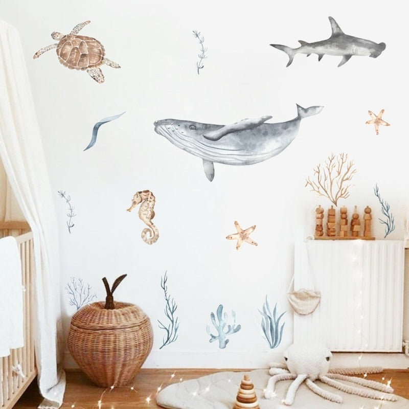 Watercolor Ocean World Wall Decals - Just Kidding Store