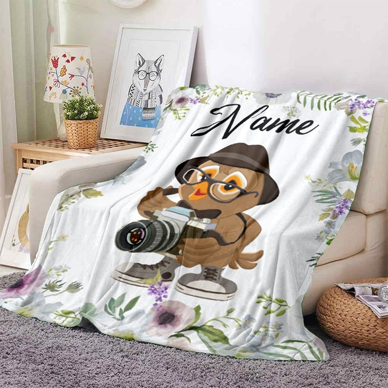 Custom Name Animal Print Blanket - Personalized Fleece Throw - Just Kidding Store