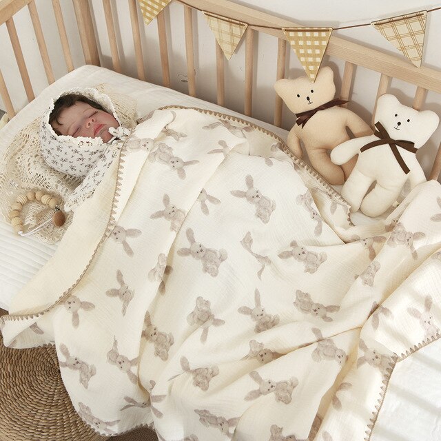 4 Layers Cotton Muslin Oversized Swaddle Blanket - Just Kidding Store