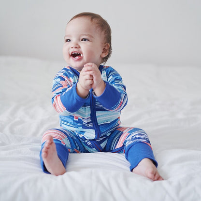 Blue Abstract  Baby Fashion Trendy Romper - Just Kidding Store