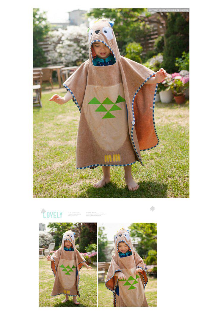 Beach Hooded Towel -  Hooded  Poncho - Brown Owl - Just Kidding