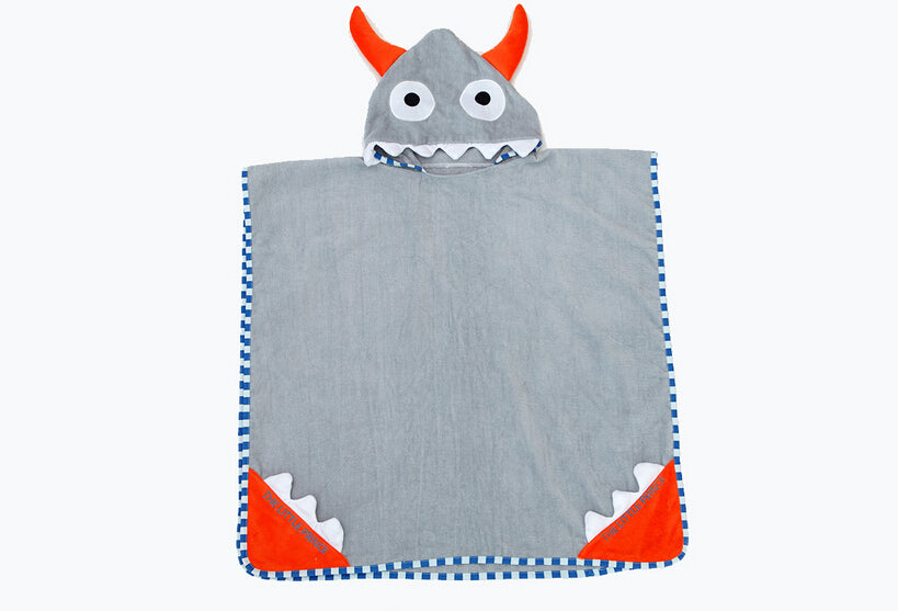 Beach Hooded Towel -  Hooded  Poncho - Gray Bull Ox Horns - Just Kidding