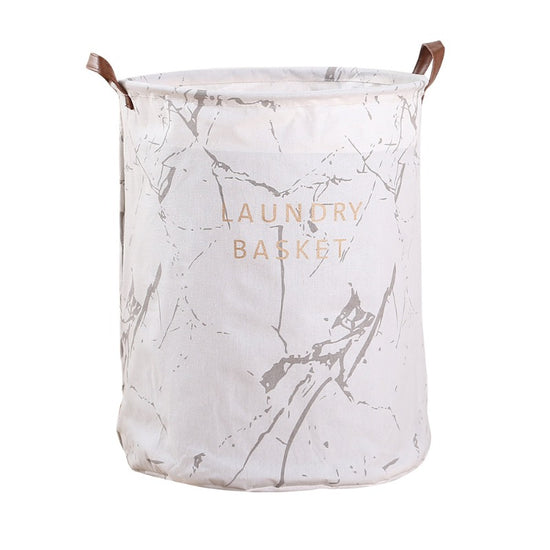 Golden Powder Blue Marble Laundry Basket