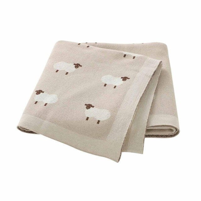 Sheep Baby Kids Cotton Knitted Blanket - Just Kidding Store