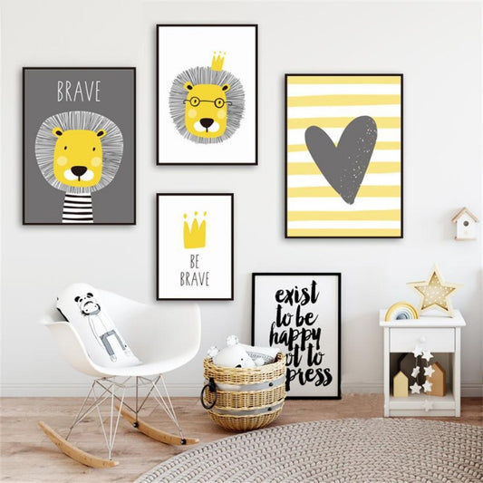 Lion Canvas Wall Art Kids Nordic Style Kids Posters Just Kidding Store