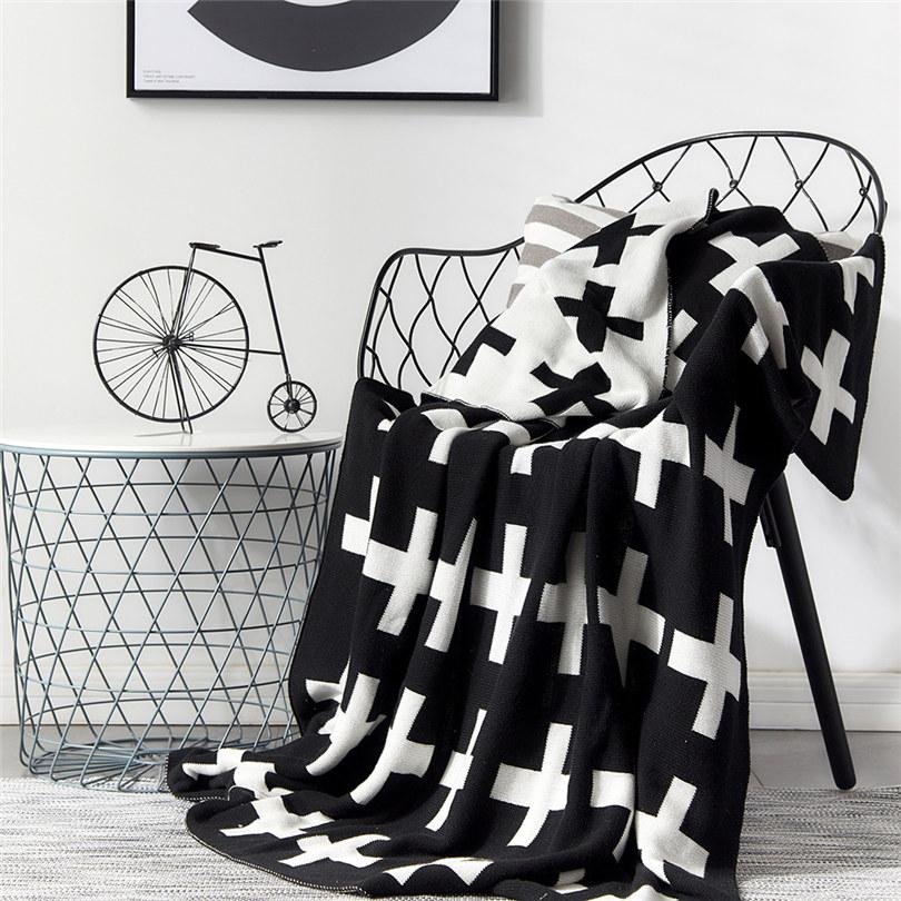 Monochrome double sided Cross knit blanket - Just Kidding Store