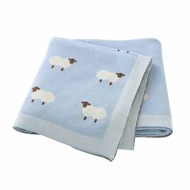 Sheep Baby Kids Cotton Knitted Blanket - Just Kidding Store