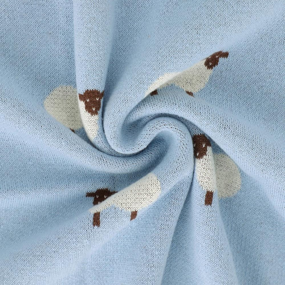 Sheep Baby Kids Cotton Knitted Blanket - Just Kidding Store