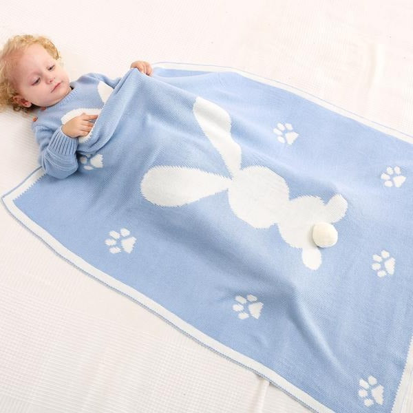 Little Bunny Rabbit Baby Toddler Kids Knit Blanket Just Kidding Store