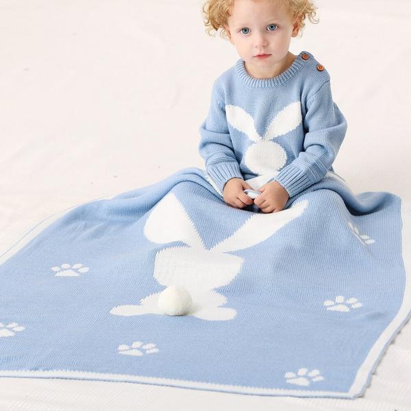 Little Bunny Rabbit Baby Toddler Kids Knit Blanket Just Kidding Store