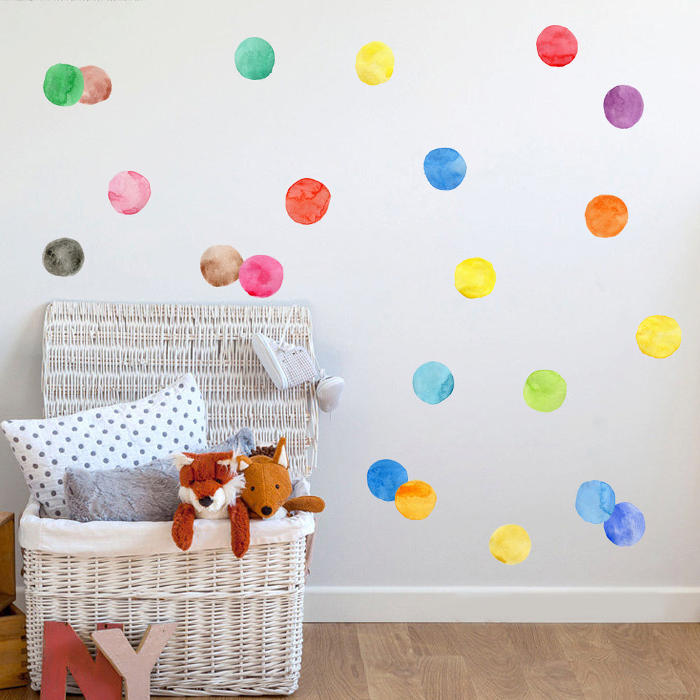 Watercolor Dot Wall Decal Colorful Wall Stickers - Just Kidding Store